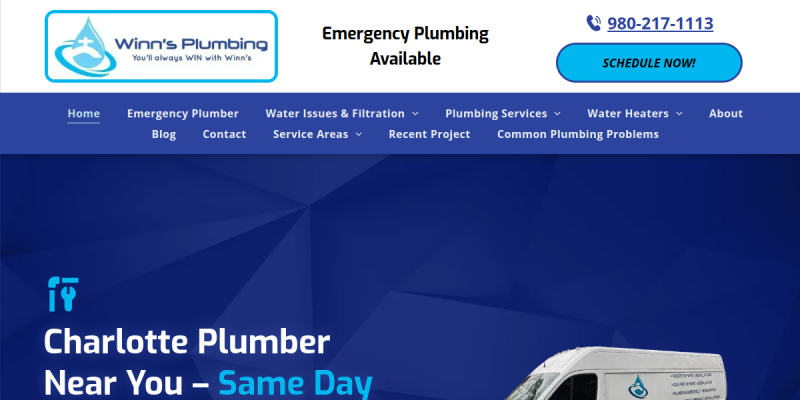 Plumbing Contractor Charlotte NC website screenshot