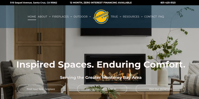Gas Fireplace Store Monterey CA website screenshot