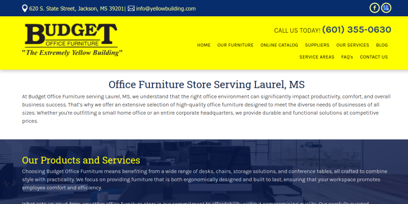 Office Furniture Store Laurel MS website screenshot
