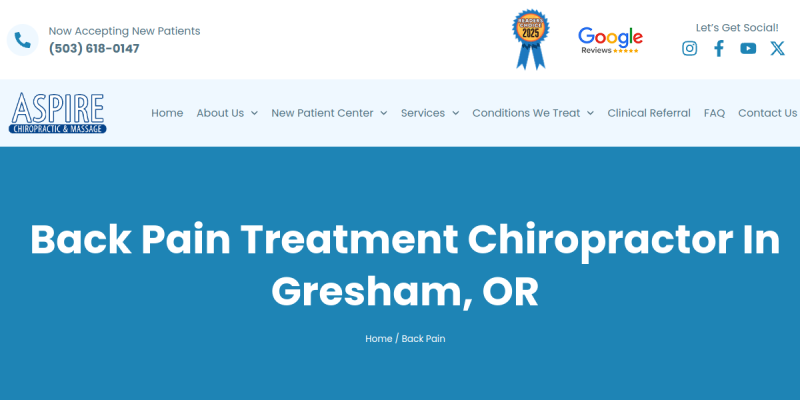 Chiropractic Care For Back Pain Gresham OR website screenshot