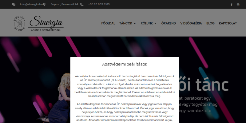 Sinergia — Táncoktatás weboldal előnézet