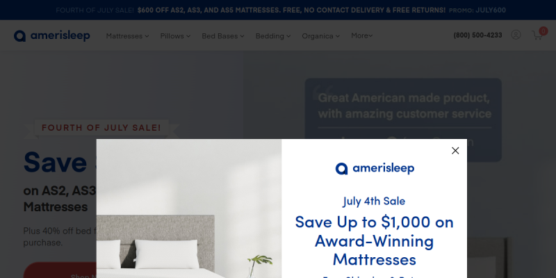 Amerisleep website screenshot