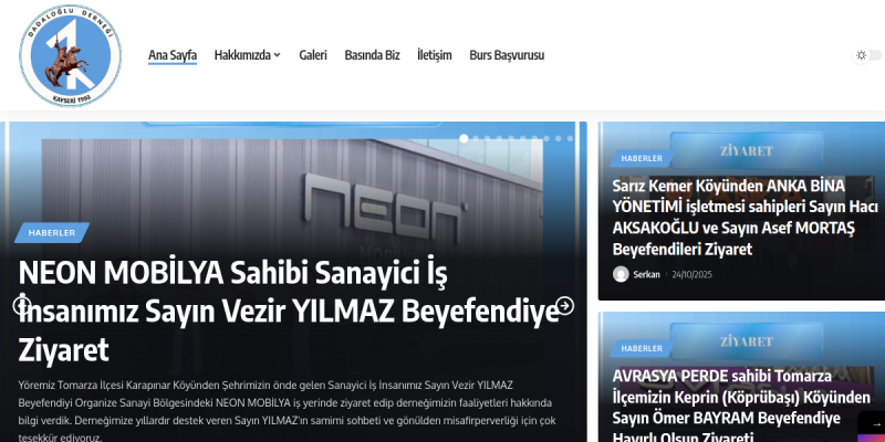 Dadaloğlu Derneği web sitesi