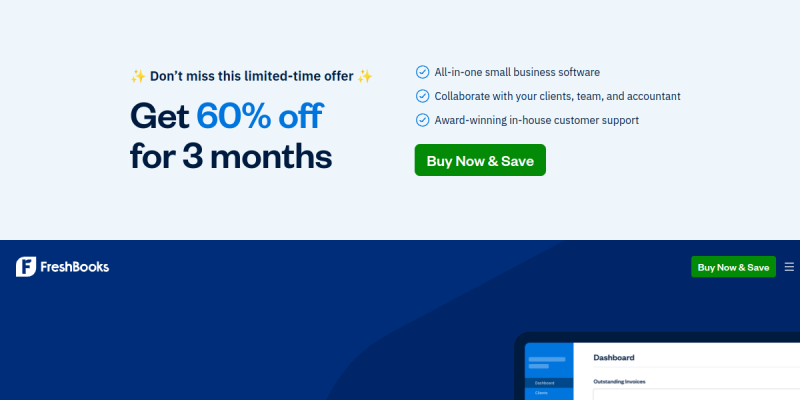 FreshBooks website preview