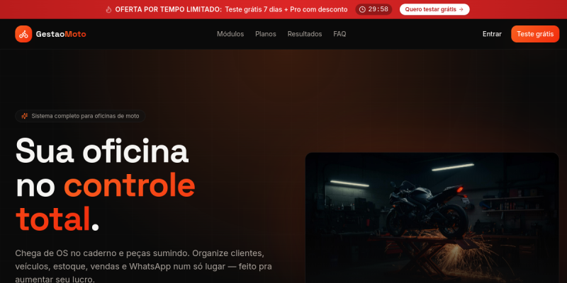 Preview do site Gestão Moto — Peças e Oficina