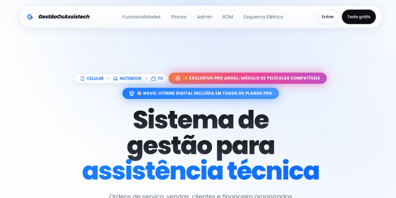 Preview do site OsassisTech — Gestão de Loja de Celular