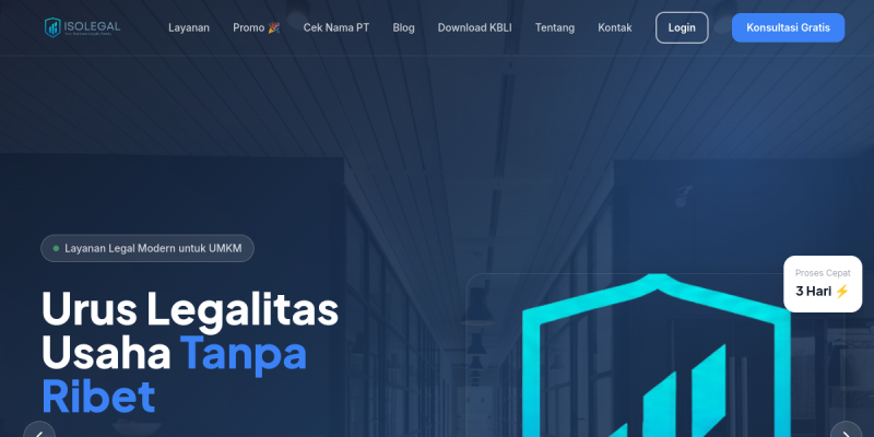 Tampilan website ISO Legal Indonesia