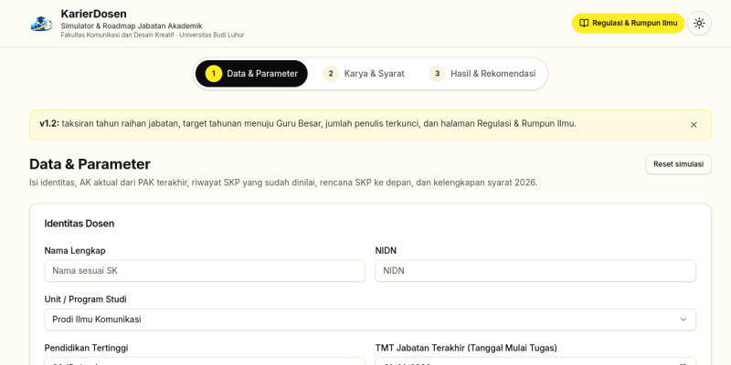 Pratinjau Simulator Karir & Angka Kredit Dosen FKDK