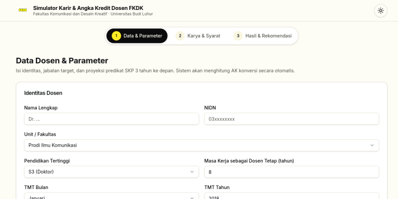 Pratinjau Simulator Karir & Angka Kredit Dosen FKDK