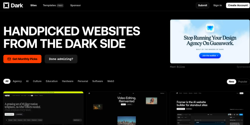 Dark Themed Web Design Inspiration