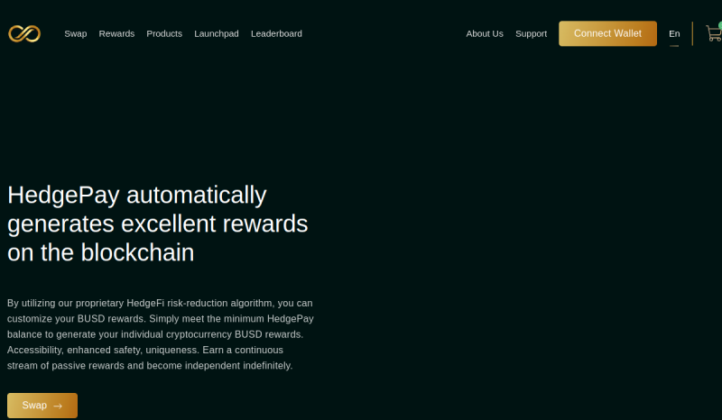 Preview of the HedgePay website