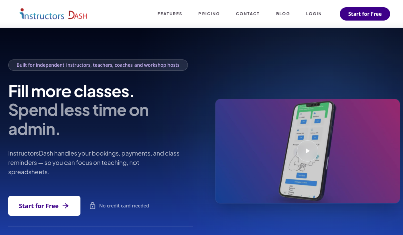 Preview of the InstructorsDash website