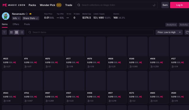 Preview of the Magic Eden Marketplace website
