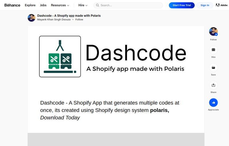 Preview of Dashcode – A Shopify App Made With Polaris