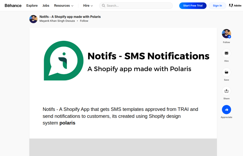 Preview of Notifs – A Shopify App Made With Polaris
