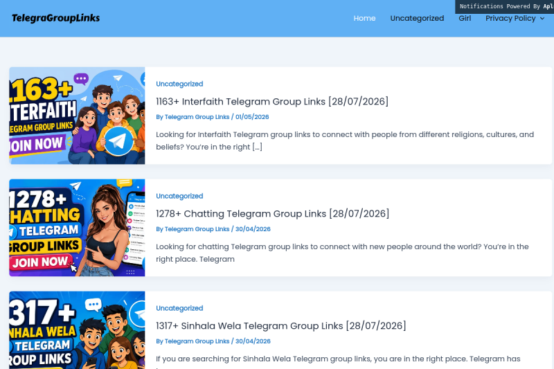 telegragrouplinks.online website screenshot