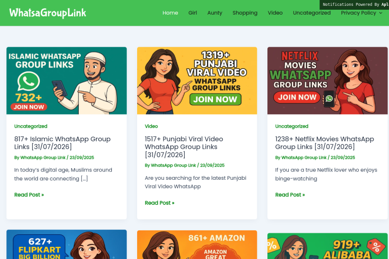 whatsagrouplink.online website screenshot
