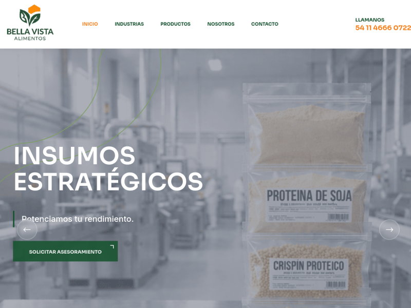 Captura de la web de Bella Vista Alimentos