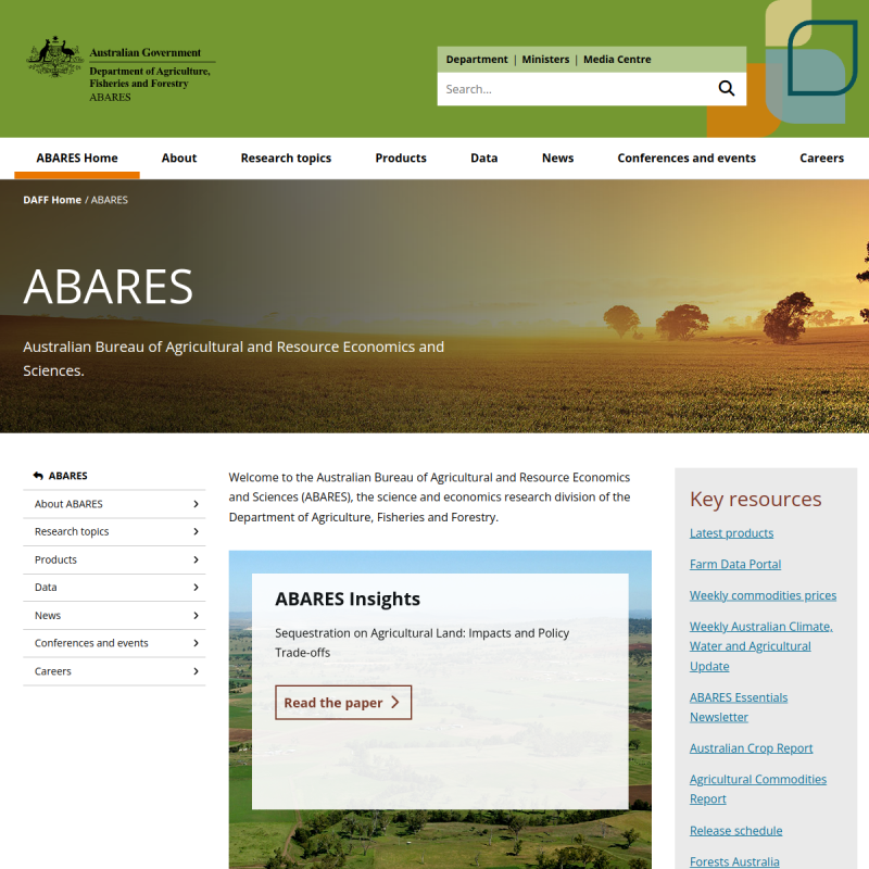 Australian Bureau of Agricultural & Resource Economics and Sciences