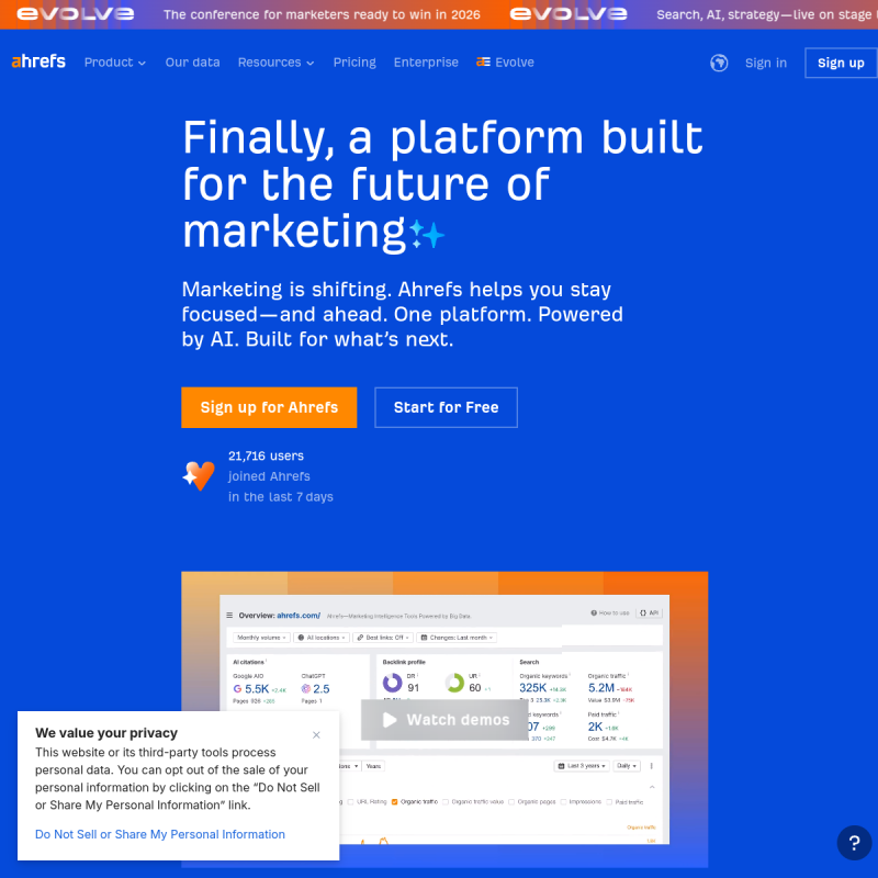 Ahrefs Website Preview