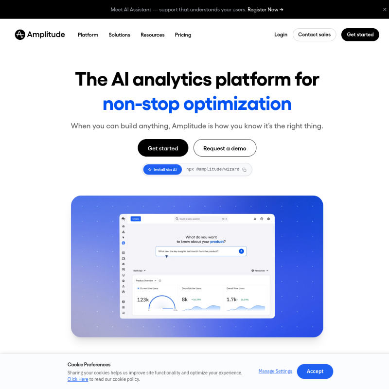 Aperçu Amplitude AI Analytics