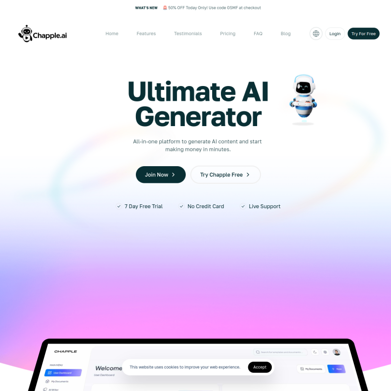 پیش‌نمایش سایت Chapple AI