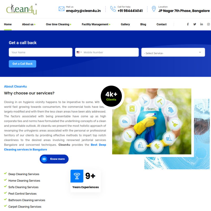 Clean4u website screenshot
