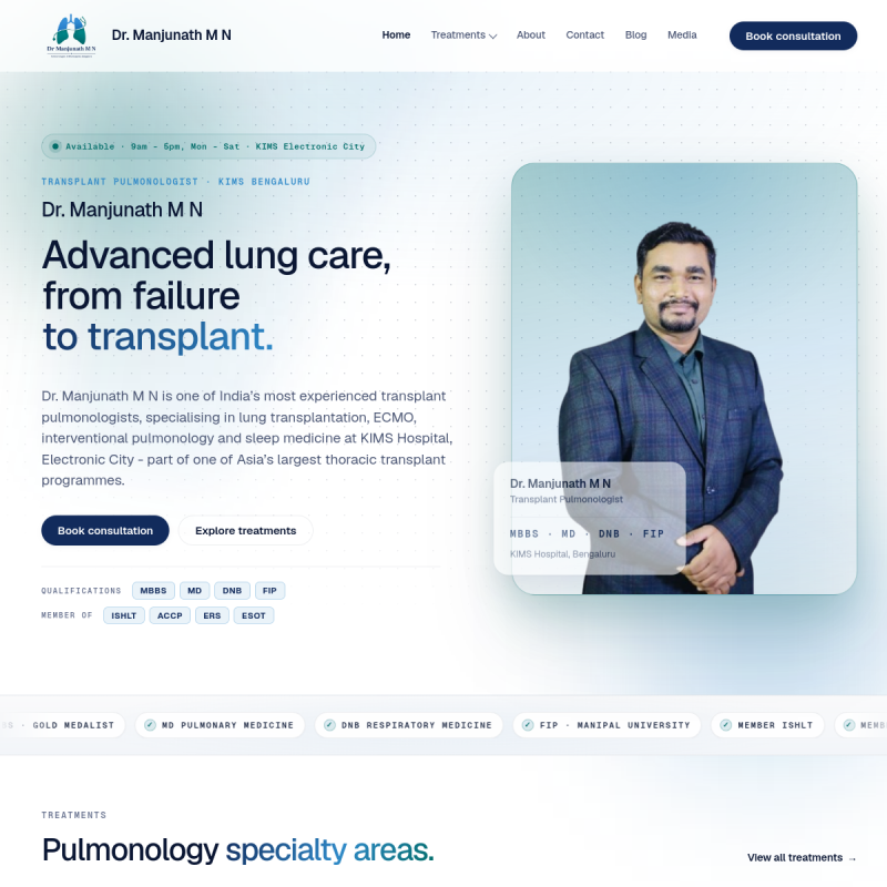 Dr. Manjunath MN website screenshot