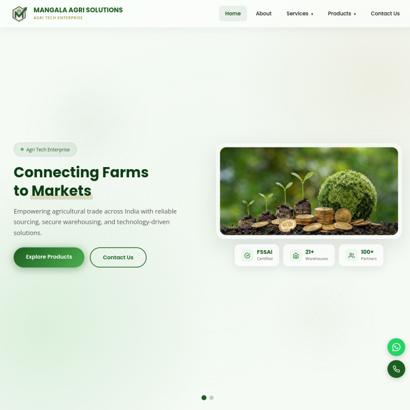 Mangala Agri Solutions website screenshot