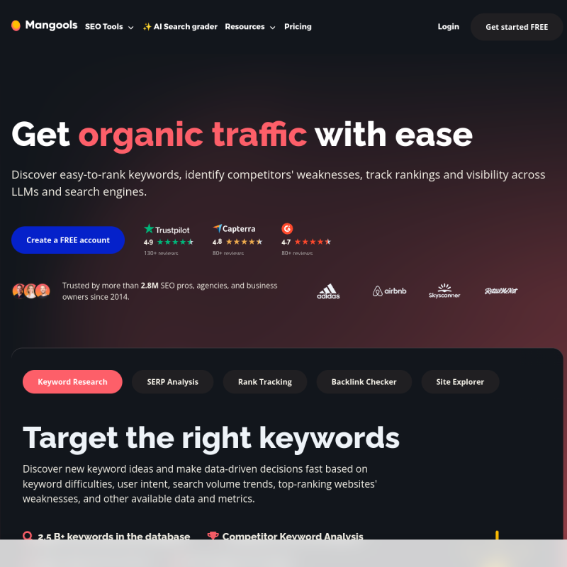 Mangools KWFinder Website Preview
