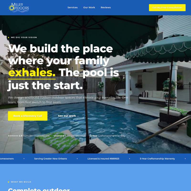 Miller Outdoors website screenshot