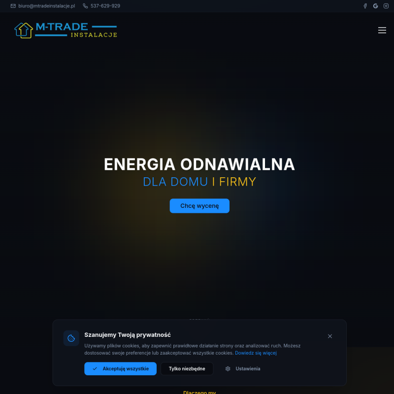 Podgląd strony MTrade Instalacje