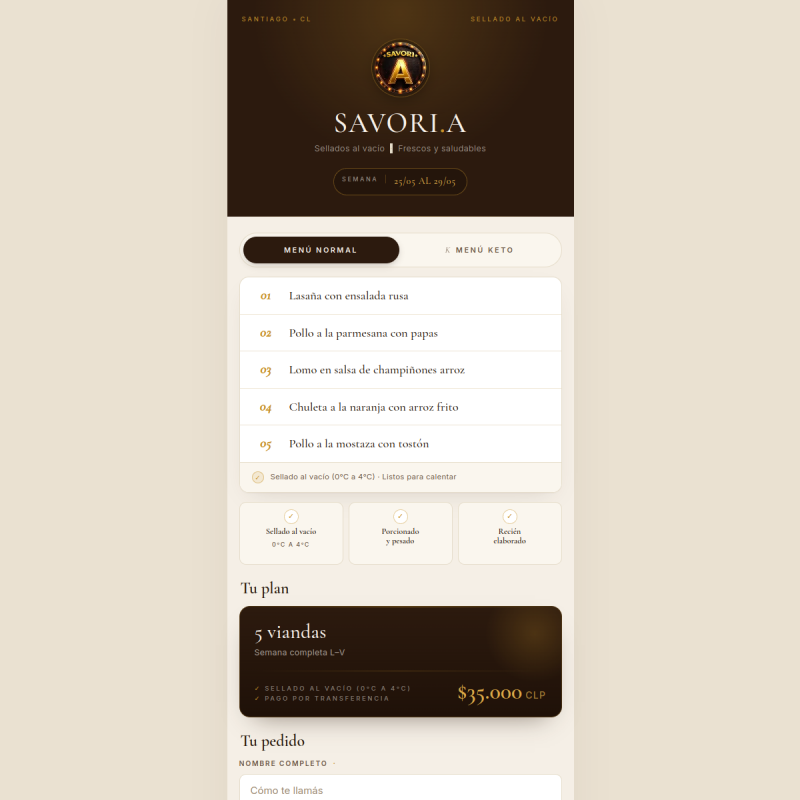 Preview de Savori Pedidos Hub