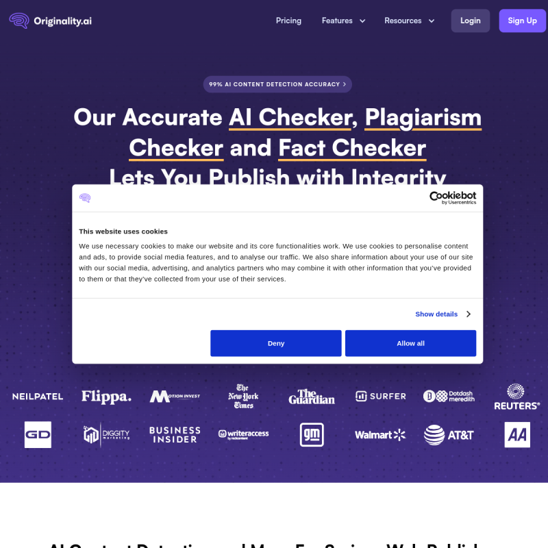 Originality.AI Website Preview