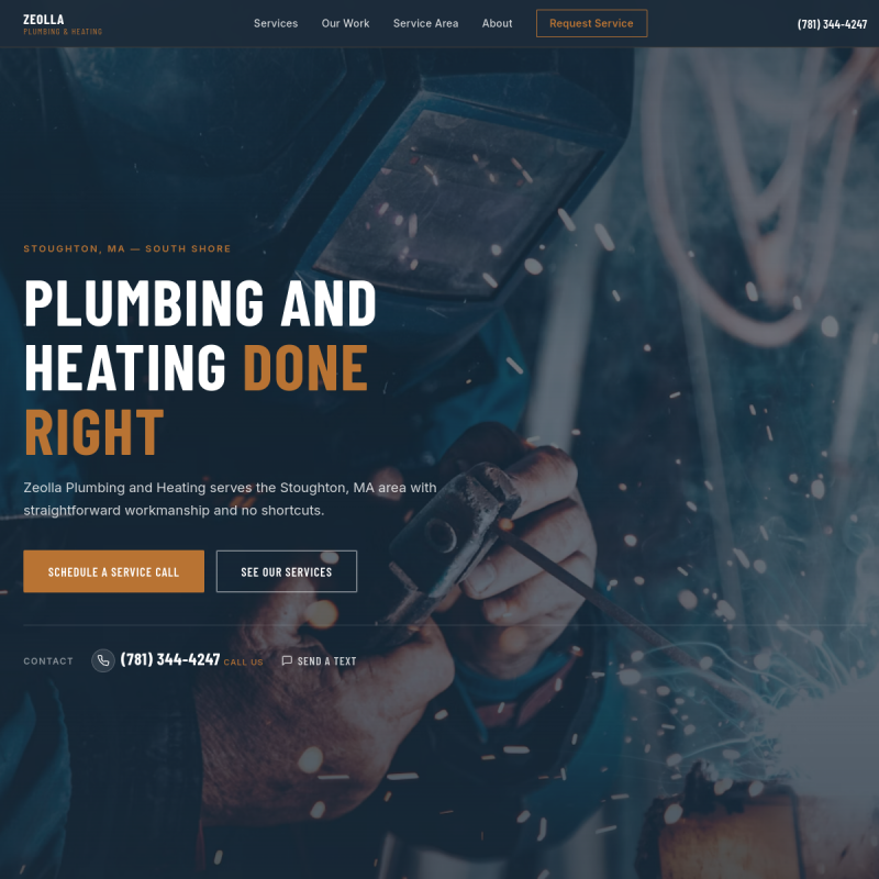 Zeolla Plumbing and Heating website