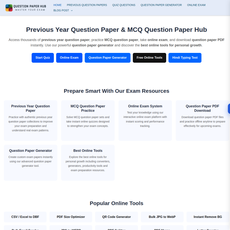 QuestionPaperHub Website