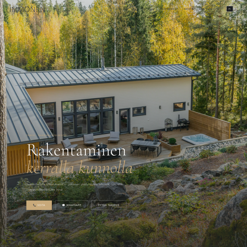 Rakennustoimisto Immonen -sivusto