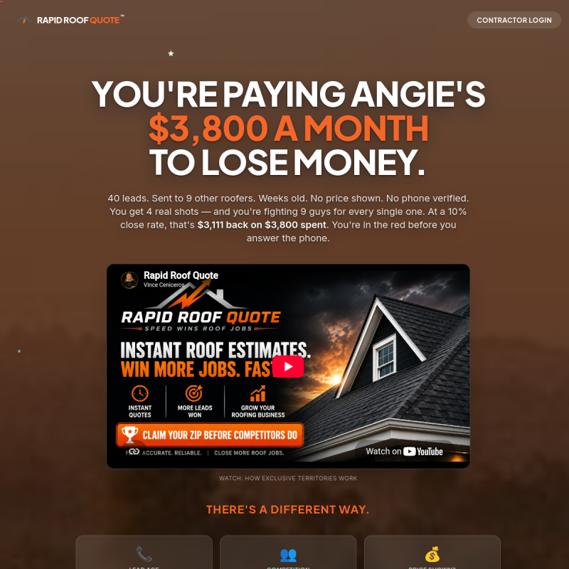 Rapid Roof Quote — Pro website preview