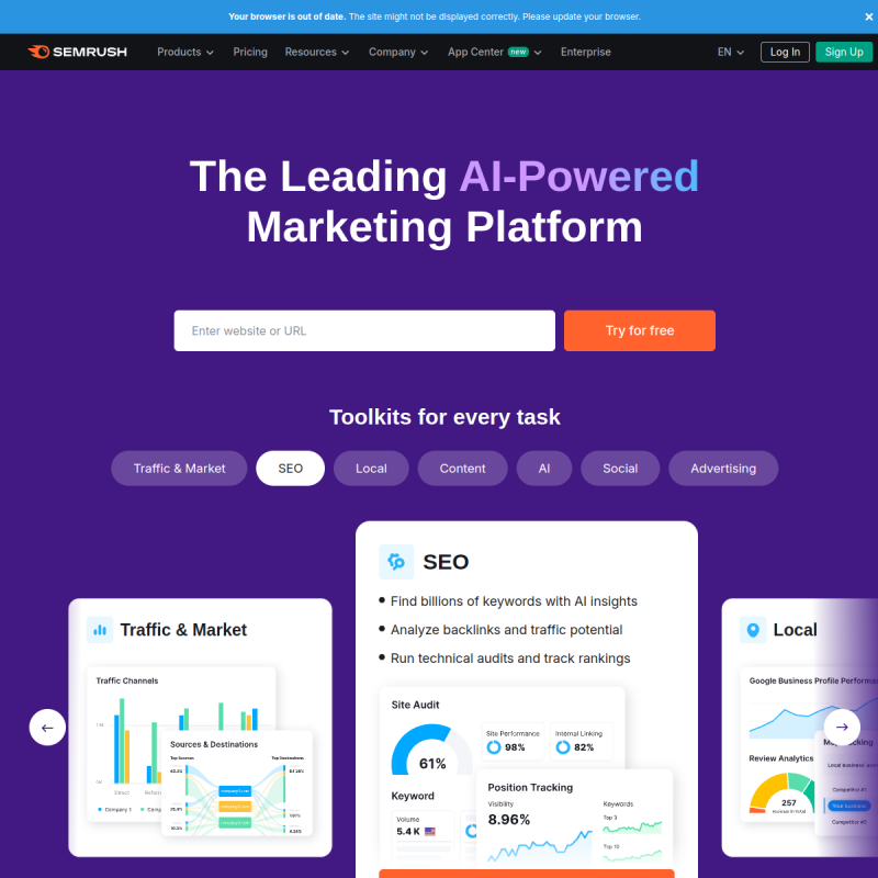 SEMrush Website Preview