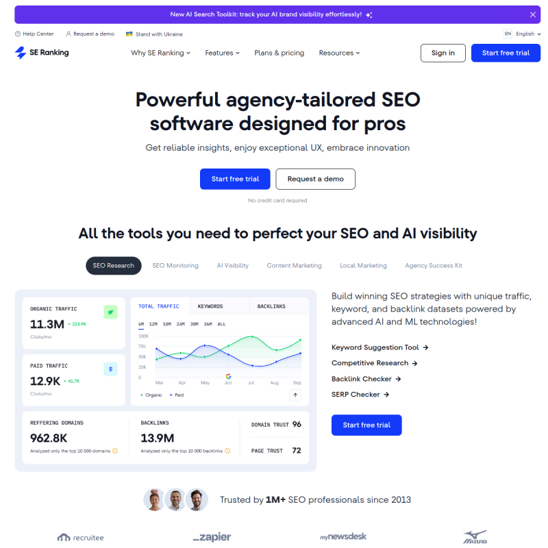 SE Ranking Website Preview