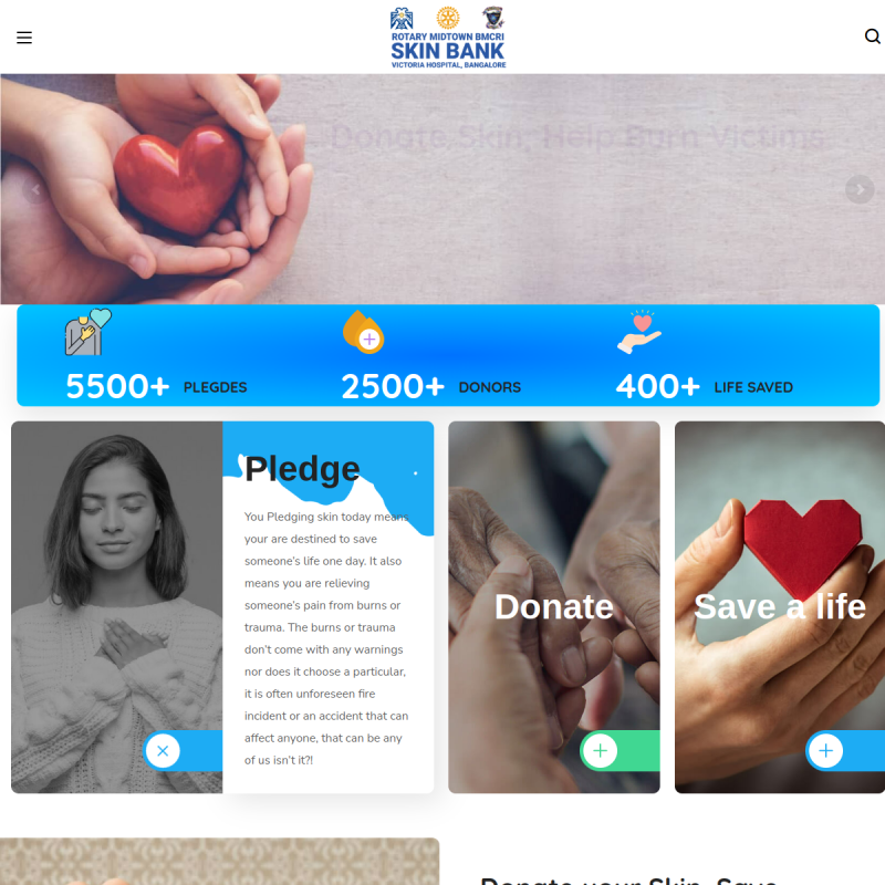 Skin Bank Bangalore website screenshot