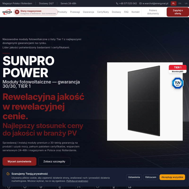 Podgląd strony SunPro Power Polska