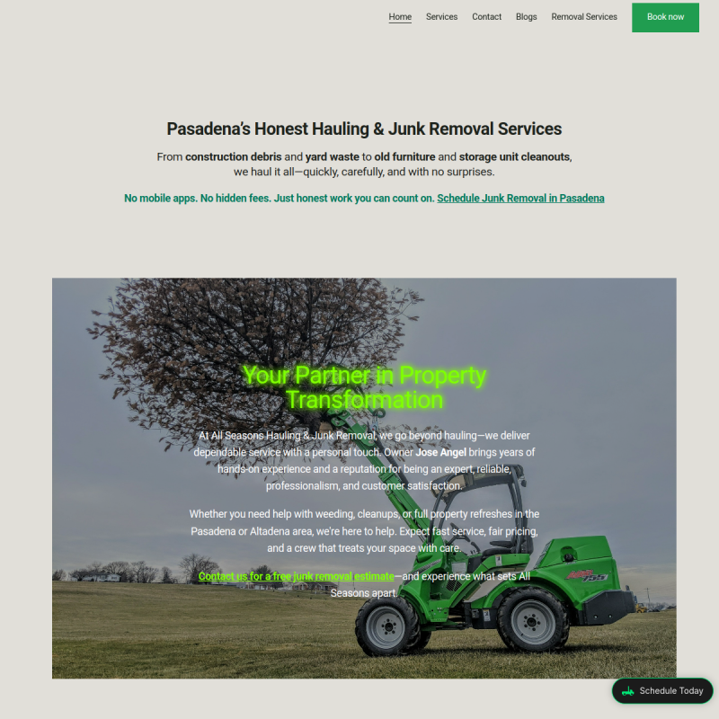 All Seasons Hauling Website Preview