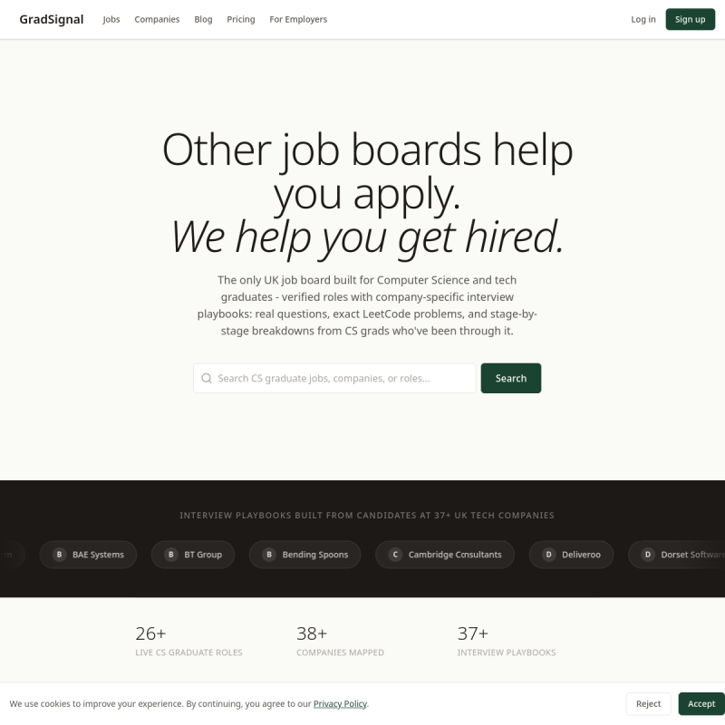 GradSignal - Graduate career platform website