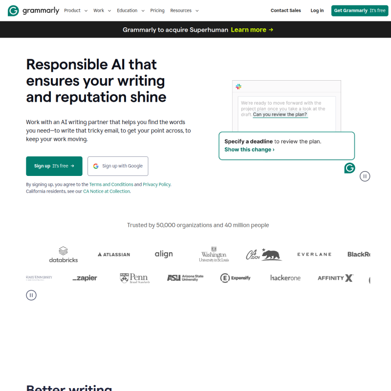 Grammarly Website Screenshot