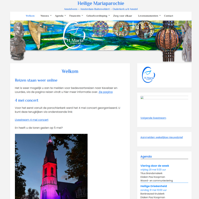 Screenshot van heiligemariaparochie.nl — gemaakt door DB ICT