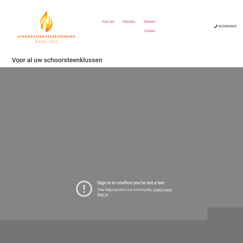 Screenshot van schoorsteenvegerdonders.nl — gemaakt door DB ICT