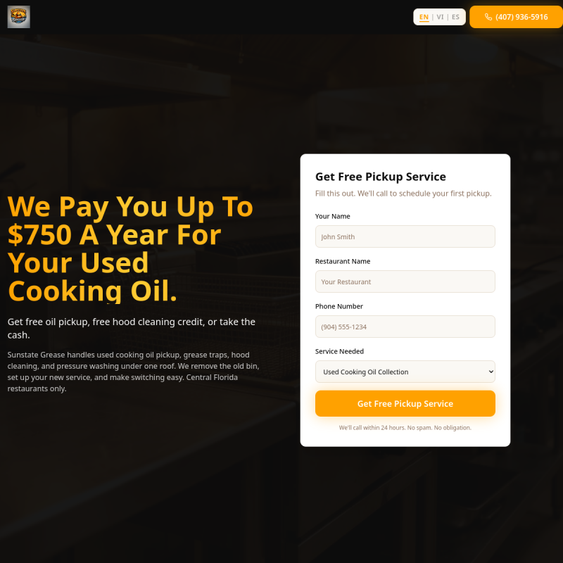 Sunstate Grease website preview