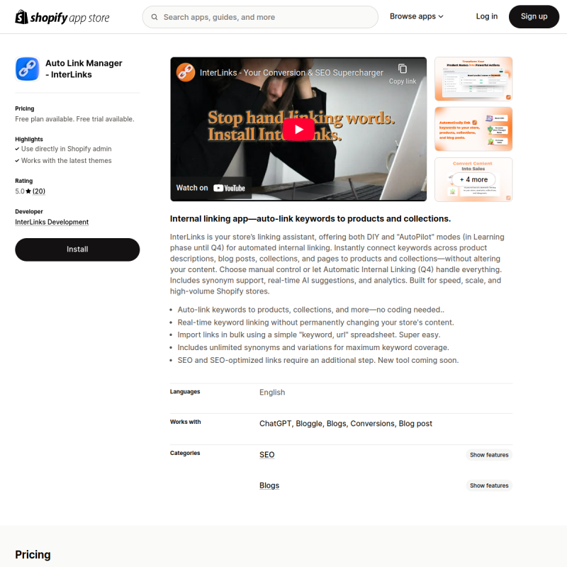 InterLinks Shopify App Screenshot