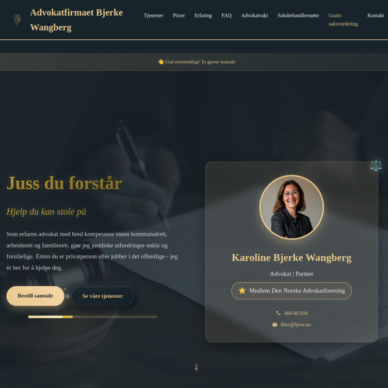 Bjerke Wangberg nettside